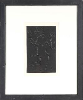 Eric Gill, Engraving, "Nude with Raised Hands"