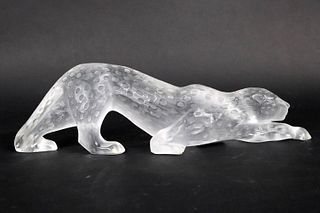 Lalique Frosted Glass Zelia Panther Sculpture