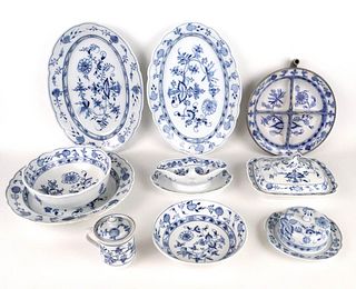 Ten Blue Onion Pattern Porcelain Serving Articles