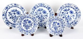 Group of Blue Onion Pattern Plates