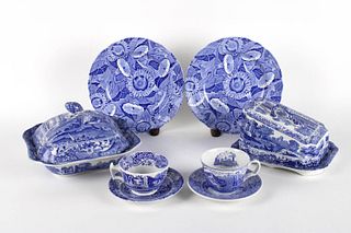 Group of Spode Blue Transferware Table Articles