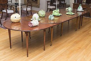 LARGE LOUIS XVI STYLE MAHOGANY EXTENSION DINING TABLE