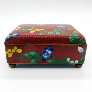 Vintage Chinese Cloisonne Floral Lidded Trinket Box