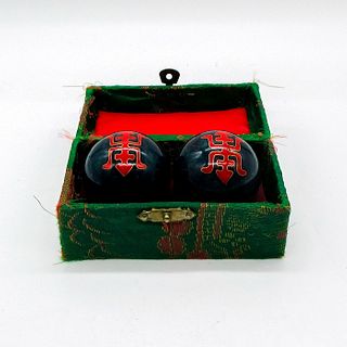 Vintage Chinese Healthy Baoding Iron Balls Boxed Set