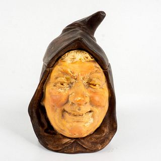 Vintage Lidded Ceramic Treasure Box, Monk Face