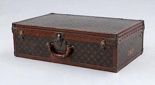 LOUIS VUITTON BRASS AND LEATHER-MOUNTED SUITCASE