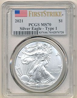 2021 American Silver Eagle PCGS MS70 Type 1