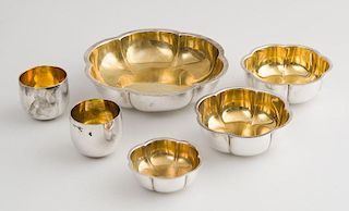 GROUP OF SIX ITALIAN SILVER GILT TABLE ARTICLES