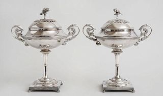 PAIR OF SWEDISH SILVER TAZZA AND COVERS