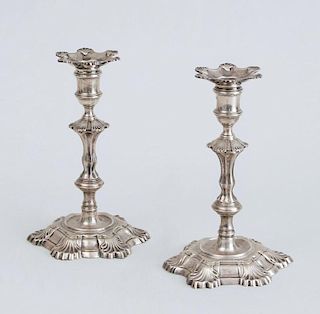 PAIR OF GEORGE II SILVER TABLE CANDLESTICKS
