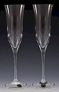 Pair Waterford Trumpet Champagne Flutes