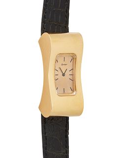 A Cartier exaggerated gold wristwatch