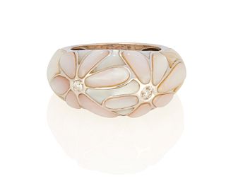 A mother-of-pearl and diamond ring