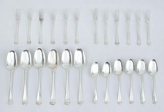 ASSEMBLED GROUP OF TWENTY-FOUR GEORGE I ARMORIAL SILVER FLATWARE