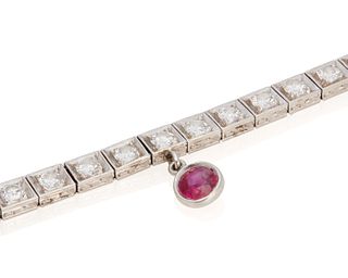 A diamond and ruby bracelet