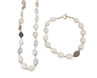 Two baroque freshwater pearl necklaces