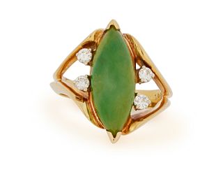 A jade and diamond ring