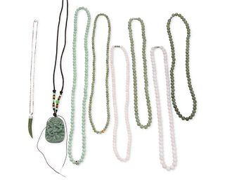 A group of six jade necklaces