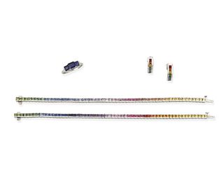 A group of multicolored sapphire jewelry