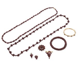 A group of garnet jewelry
