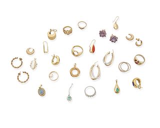 A group of gold jewelry and fragments