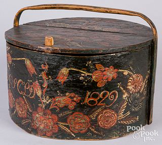 Large Scandinavian painted bentwood carrying box