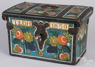 Scandinavian painted strongbox, dated 1859
