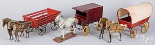 Three horse drawn wagons, ca. 1900