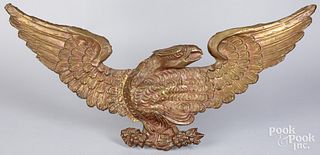 Embossed brass eagle flag holder, 19th c.