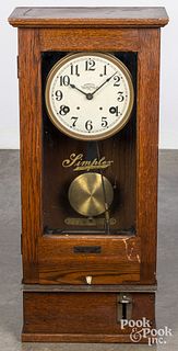 Simplex oak time recorder clock, ca. 1900