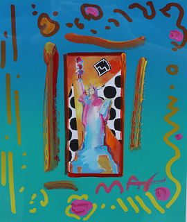 Peter Max 'Statue of Liberty Collage' Mixed Media
