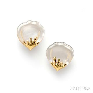 18kt Gold and Mother-of-pearl Earclips, Tiffany & Co.
