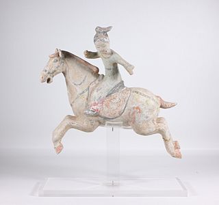 Tang Dynasty, Rare Female Polo Player on Horseback