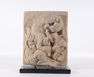 Chinese 12th C. Carved Stone Tile