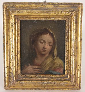 Italian 18th Century Madonna, Oil on Slate.