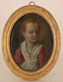 Neapolitan 18th C. Portrait of a Young Girl