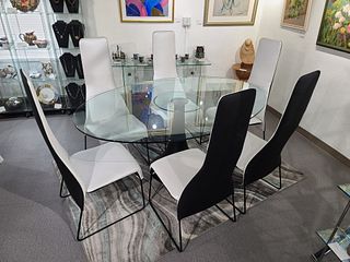 Mid Century Style Glass Dining Table & Chairs