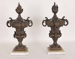 Pair of Antique Bronze Chenets