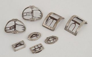 FOUR PAIRS OF AMERICAN SILVER BUCKLES
