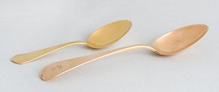 REED & BARTON CRESTED 14K GOLD TEASPOON AND A 14K GOLD CHILD'S SPOON