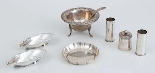 PAIR OF GORHAM SILVER SHELL-FORM SALTS AND FIVE OTHER AMERICAN SILVER ARTICLES