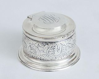 TIFFANY & CO. GLASS-LINED MONOGRAMMED SILVER INKWELL