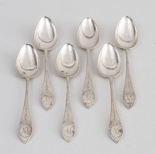 SET OF SIX AMERICAN SILVER TABLESPOONS