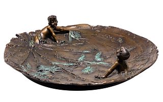 (After) Claude Michel Clodion (French, 1738-1814) Copper Alloy Figural Dish