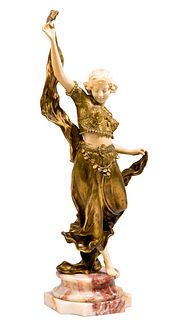Affortunato Gori (French / Italian, fl.1895-1925) 'Oriental Dancer' Bronze Sculpture