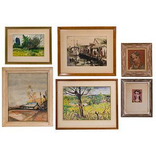 Multiple Artists Oil, Gouache and Print Artwork Assortment