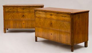 PAIR OF CONTINENTAL NEOCLASSICAL BLACK WALNUT COMMODES