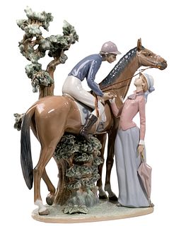 Lladro #5036 'Jockey With Lass' Figurine