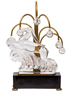 Steuben Glass Gazelle Art Deco Style Table Lamp