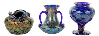 (Attributed to) Loetz Iridescent Art Glass Vases